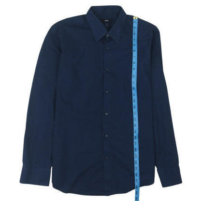 Hugo Boss Men's Blue Slim Fit Long Sleeve Button-Up Shirt 16.5 42in