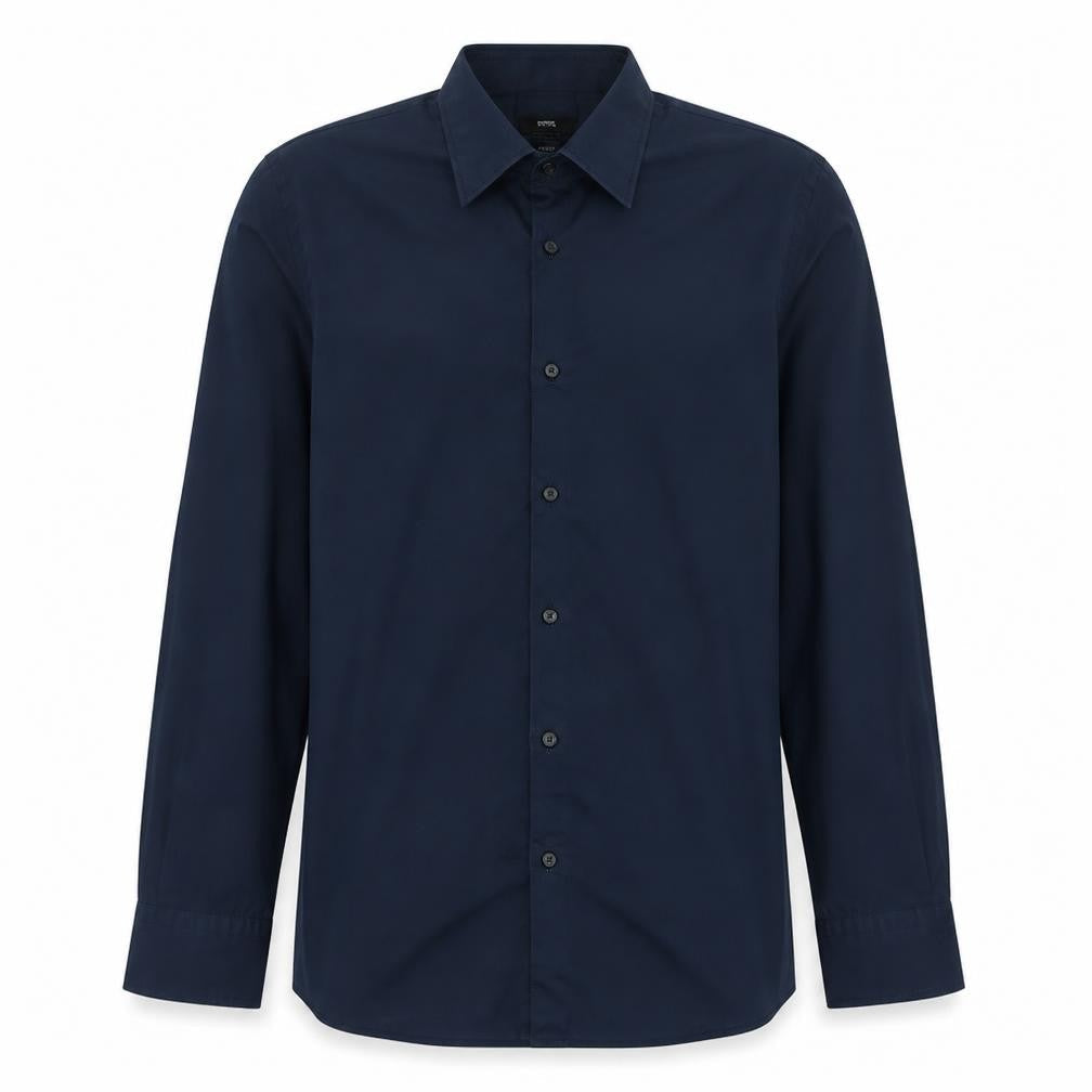 Hugo Boss Men's Blue Slim Fit Long Sleeve Button-Up Shirt 16.5 42in