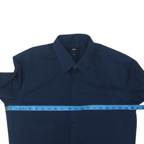 Hugo Boss Men's Blue Slim Fit Long Sleeve Button-Up Shirt 16.5 42in