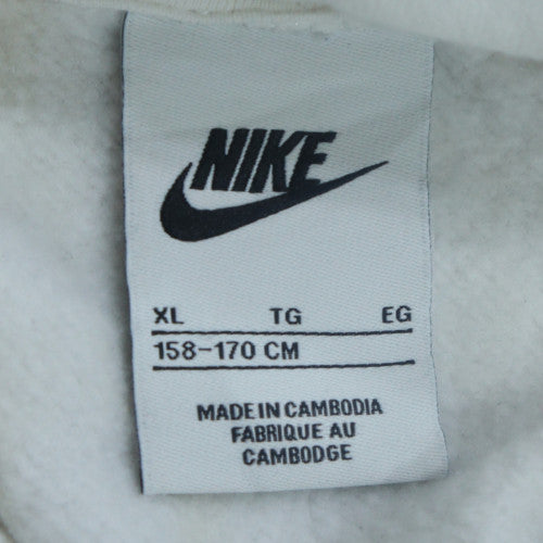 Nike Boys White XL Pullover Hoodie with Logo, Cotton Blend, Casual
