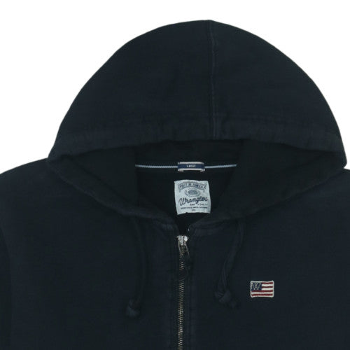 Wrangler Men's Black Full Zip Hoodie Size L Cotton Sweatshirt
