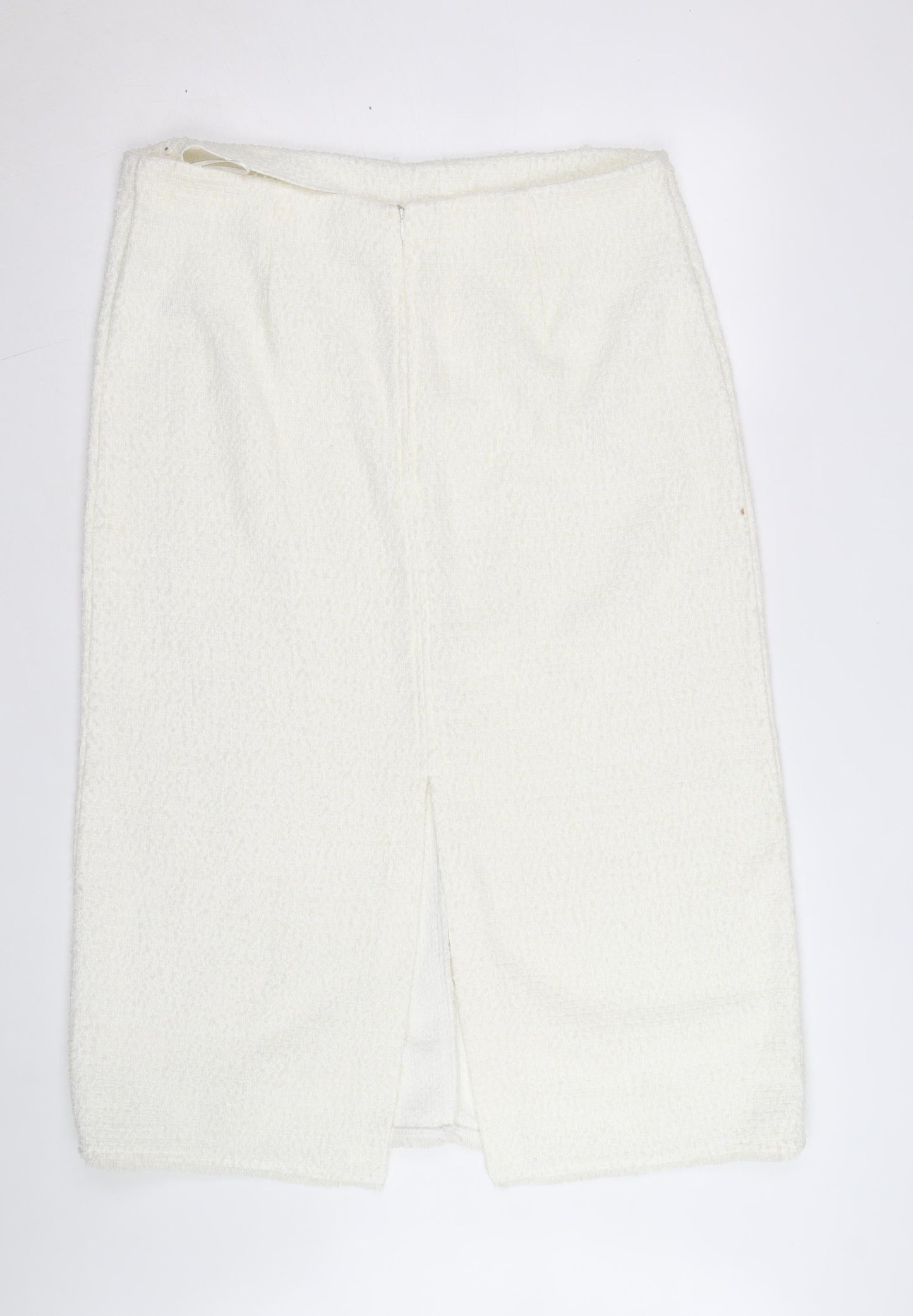 Marks and Spencer Women Ivory Tweed Pencil Skirt Size 14