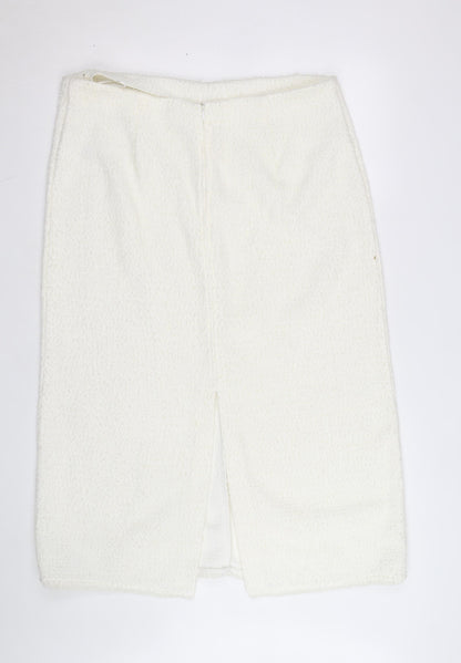 Marks and Spencer Women Ivory Tweed Pencil Skirt Size 14