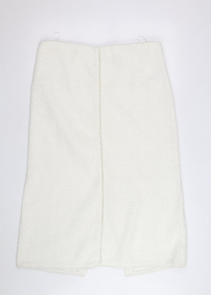 Marks and Spencer Women Ivory Tweed Pencil Skirt Size 14