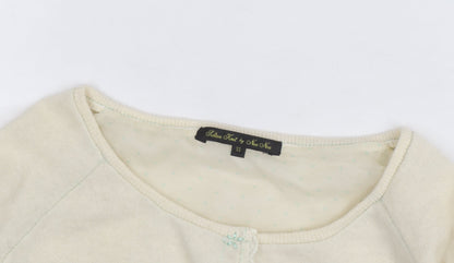 Noa Noa Women Ivory Cotton Knit Cardigan XS Scoop Neck