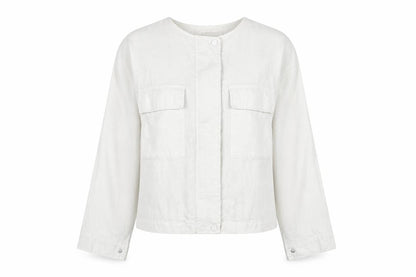 Tu Women White Linen Cotton Long Sleeve Basic Blouse Size 8