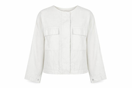 Tu Women White Linen Cotton Long Sleeve Basic Blouse Size 8