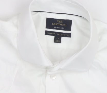 Marks and Spencer Mens White Regular Fit Dress Shirt 17.5in