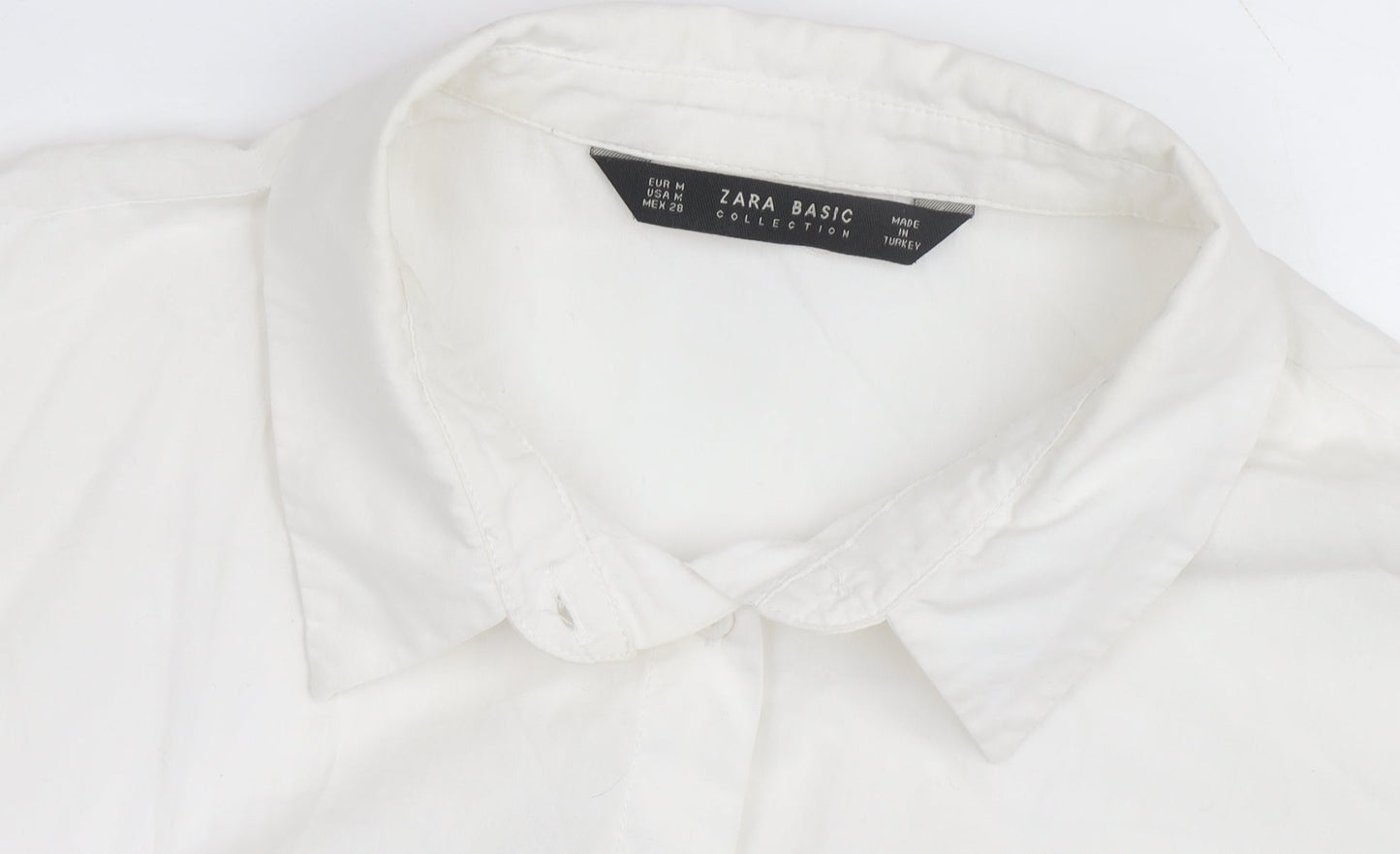 Zara Men White & Blue Colourblock Cotton Long Sleeve Shirt Size M