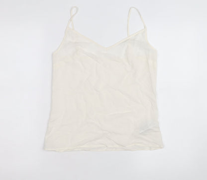 Jaeger Women Ivory Silk Camisole V-Neck Spaghetti Strap Size 8