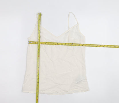 Jaeger Women Ivory Silk Camisole V-Neck Spaghetti Strap Size 8