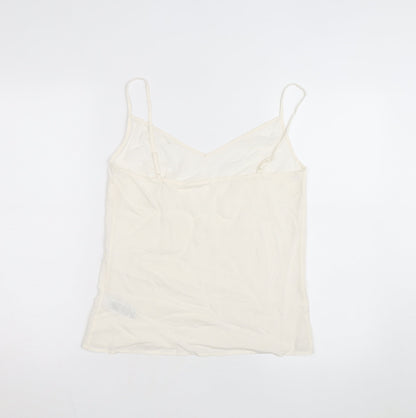 Jaeger Women Ivory Silk Camisole V-Neck Spaghetti Strap Size 8