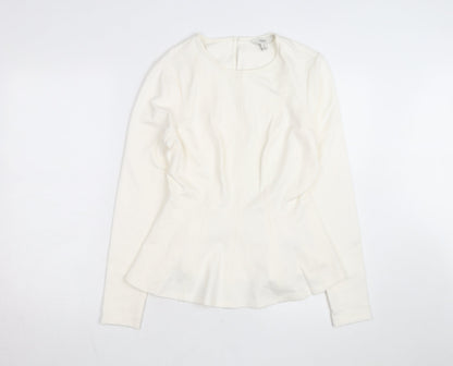 Marks and Spencer Women Ivory Long Sleeve Jersey Top Size 10