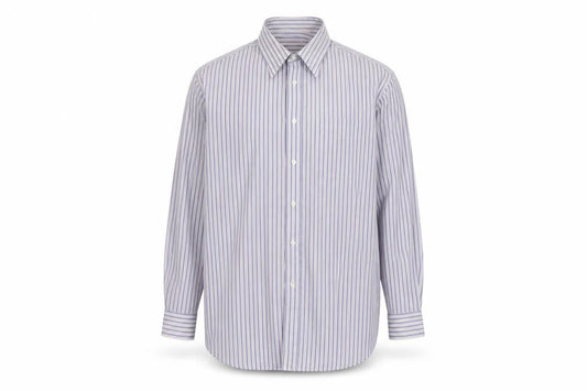 Greenwoods Men’s Blue Striped Long Sleeve Cotton Button-Up Shirt Size 16.5