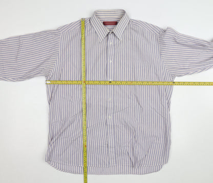 Greenwoods Men’s Blue Striped Long Sleeve Cotton Button-Up Shirt Size 16.5
