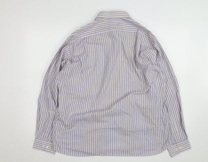 Greenwoods Men’s Blue Striped Long Sleeve Cotton Button-Up Shirt Size 16.5