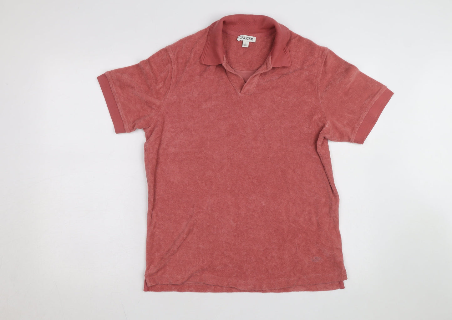 Jaeger Men's Red Cotton Terry Polo Shirt Size S