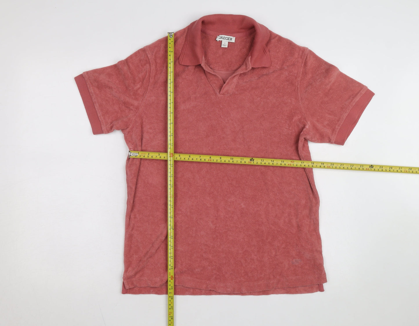 Jaeger Men's Red Cotton Terry Polo Shirt Size S