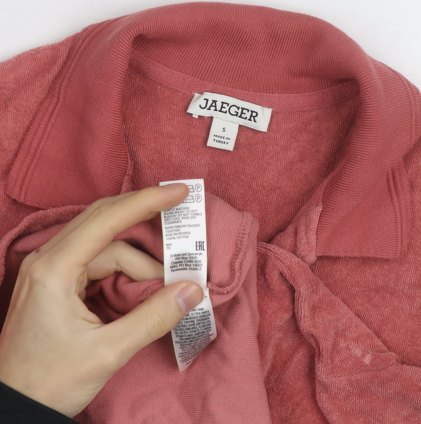 Jaeger Men's Red Cotton Terry Polo Shirt Size S