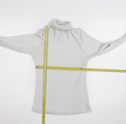 Denver Hayes Womens Silver Roll Neck Knit Jumper M