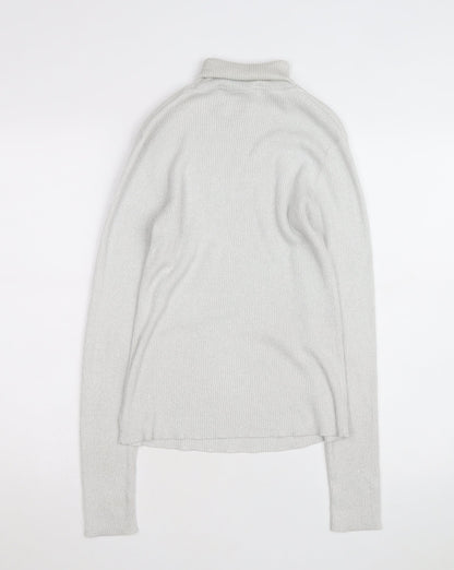 Denver Hayes Womens Silver Roll Neck Knit Jumper M