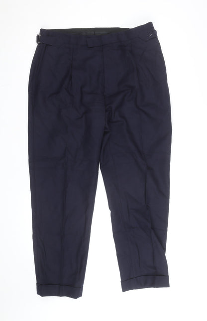 Autograph Women's Blue Wool Blend Tailored Tapered Trousers Size 12