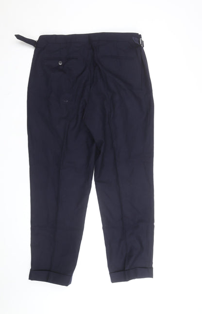 Autograph Women's Blue Wool Blend Tailored Tapered Trousers Size 12