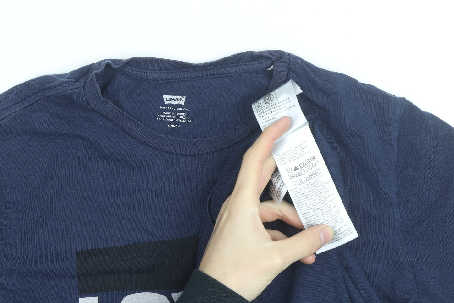 Levi's Men's Blue Graphic Logo Crew Neck Cotton T-Shirt Size S