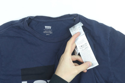 Levi's Men's Blue Graphic Logo Crew Neck Cotton T-Shirt Size S