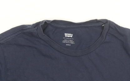 Levi's Men's Blue Graphic Logo Crew Neck Cotton T-Shirt Size S