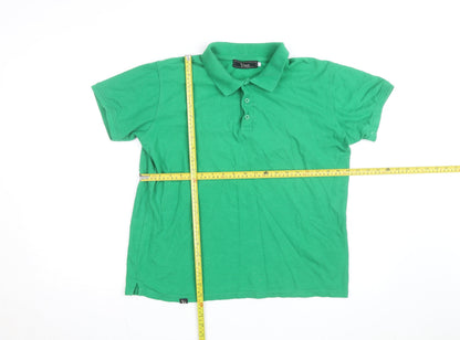 Vhoe Men Green Short Sleeve Classic Fit Cotton Polo Shirt L