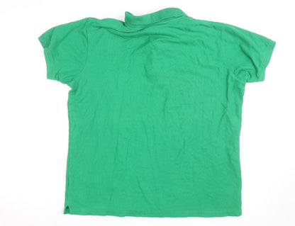 Vhoe Men Green Short Sleeve Classic Fit Cotton Polo Shirt L