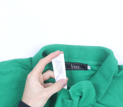 Vhoe Men Green Short Sleeve Classic Fit Cotton Polo Shirt L