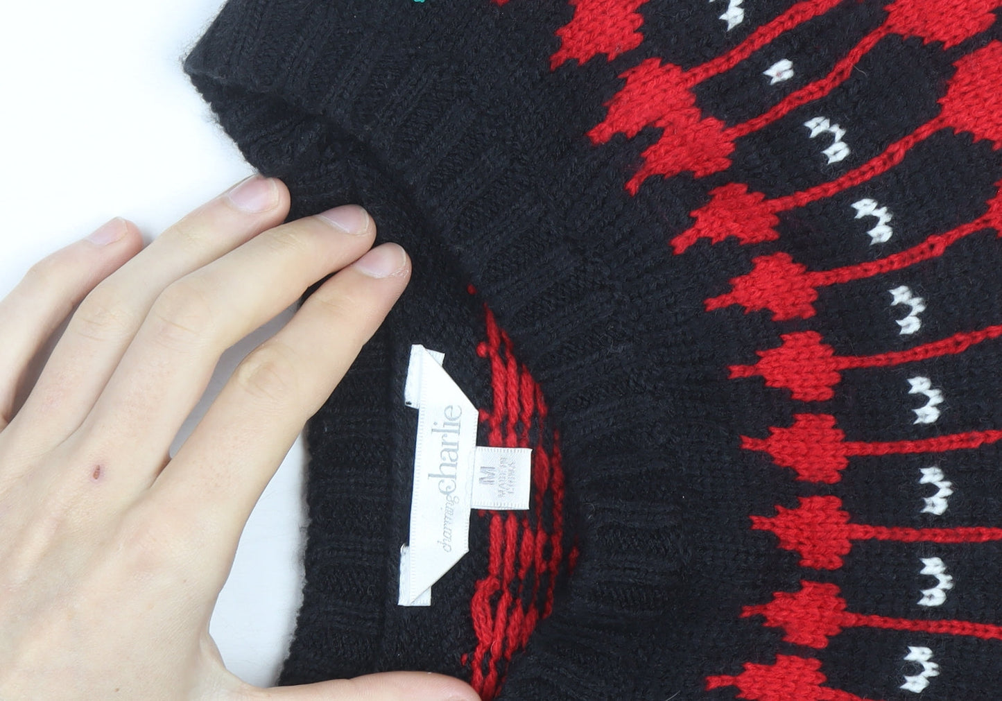 Bonmarche Women’s Black Red Fair Isle Long Sleeve Jumper Dress Size M