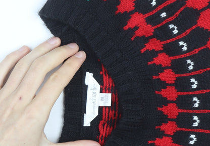 Bonmarche Women’s Black Red Fair Isle Long Sleeve Jumper Dress Size M