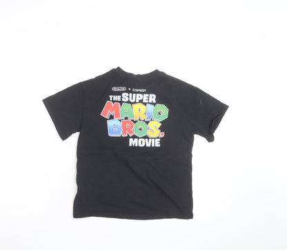Next Girls Black Super Mario Princess Peach Graphic Cotton T-Shirt 6 Years