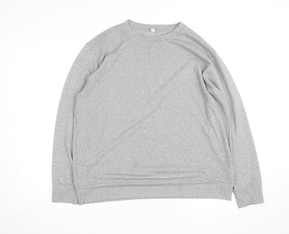 Uniqlo Men Grey L Long Sleeve Crew Neck Casual Top