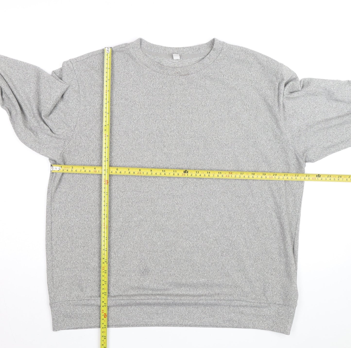 Uniqlo Men Grey L Long Sleeve Crew Neck Casual Top