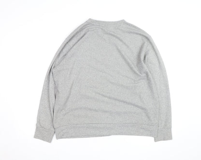 Uniqlo Men Grey L Long Sleeve Crew Neck Casual Top