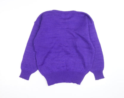 Glitz Women Purple 80s Geometric Pullover Jumper M
