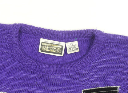 Glitz Women Purple 80s Geometric Pullover Jumper M