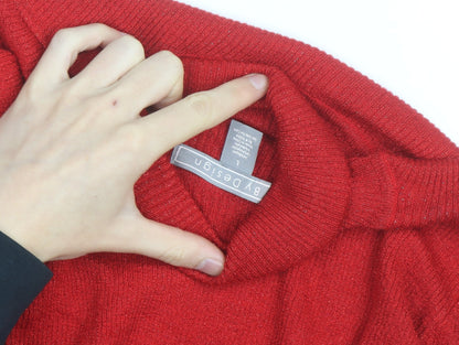 BY Design Women's Red Roll Neck Long Sleeve Pullover Jumper Size L
