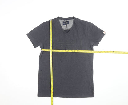 Armani Jeans Men's Grey Slim Fit V-Neck Short Sleeve T-Shirt M