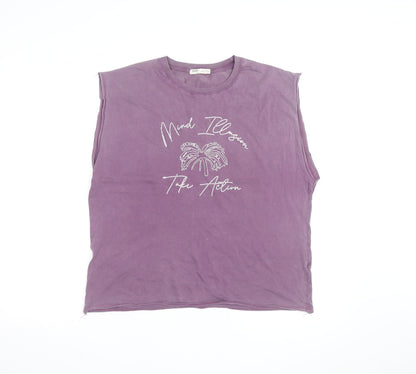 Pull & Bear Womens Purple Sleeveless Cotton T-Shirt Size 12
