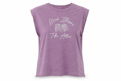 Pull&Bear Womens Purple Sleeveless Cotton T-Shirt Size 12