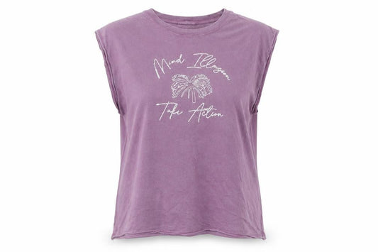 Pull&Bear Womens Purple Sleeveless Cotton T-Shirt Size 12