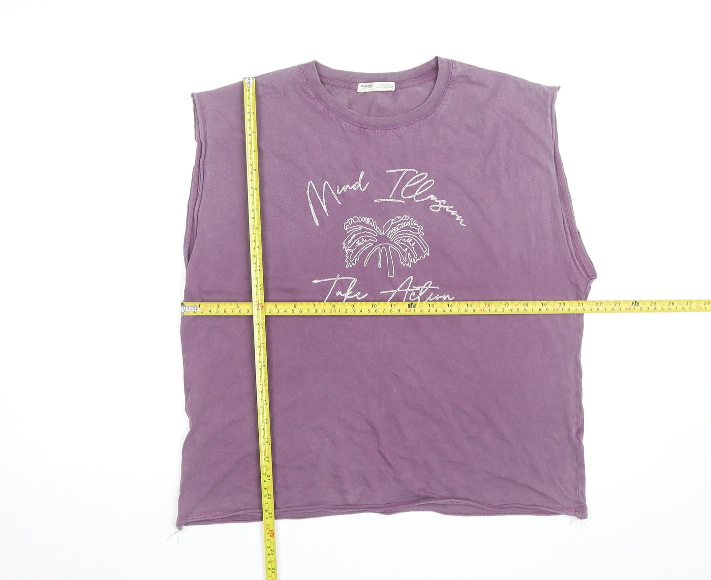 Pull & Bear Womens Purple Sleeveless Cotton T-Shirt Size 12