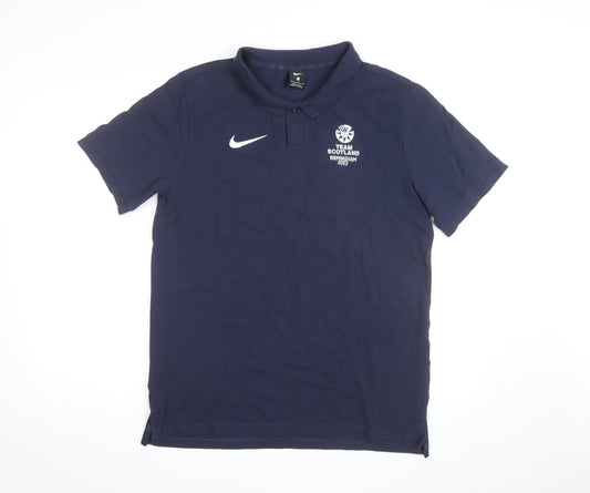 Nike Team Scotland Blue Men's Polo Shirt Size L Cotton Blend