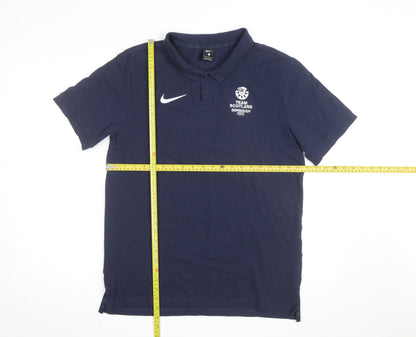 Nike Team Scotland Blue Men's Polo Shirt Size L Cotton Blend