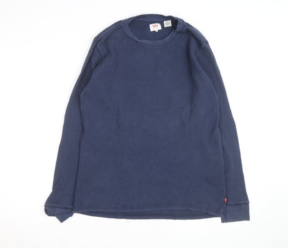 Levi's Men's Blue Waffle-Knit Cotton Jumper Size S